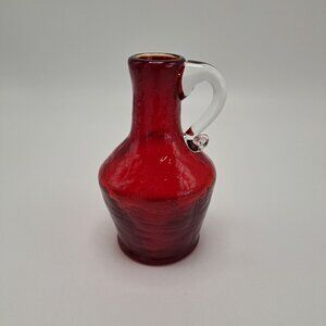 Kanawha Red Glass Pitcher Bud Vase Vintage Glass Art